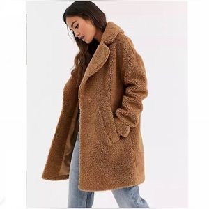 Abercrombie & Fitch Teddy Coat in Camel Brown Size S